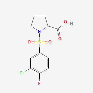 molecular formula C11H11ClFNO4S B2701053 ((3-Chloro-4-fluorophenyl)sulfonyl)proline CAS No. 439093-24-0