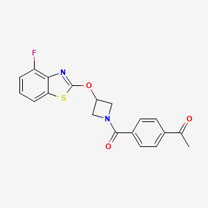molecular formula C19H15FN2O3S B2701057 1-(4-(3-((4-Fluorobenzo[d]thiazol-2-yl)oxy)azetidine-1-carbonyl)phenyl)ethanone CAS No. 1396710-83-0