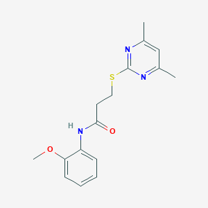 molecular formula C16H19N3O2S B270106 3-[(4,6-dimethyl-2-pyrimidinyl)sulfanyl]-N-(2-methoxyphenyl)propanamide 