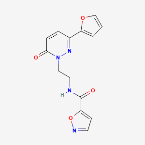 molecular formula C14H12N4O4 B2701062 N-(2-(3-(呋喃-2-基)-6-氧代吡啶并[1(6H)]-基)乙基)异噁唑-5-甲酰胺 CAS No. 1257551-89-5