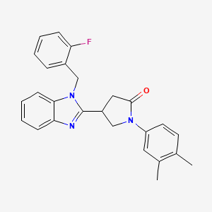 molecular formula C26H24FN3O B2701065 1-(3,4-二甲基苯基)-4-[1-(2-氟苯甲基)-1H-苯并咪唑-2-基]吡咯烷-2-酮 CAS No. 847394-89-2