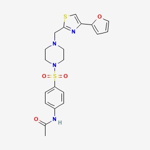 molecular formula C20H22N4O4S2 B2701076 N-(4-((4-((4-(furan-2-yl)thiazol-2-yl)methyl)piperazin-1-yl)sulfonyl)phenyl)acetamide CAS No. 1105237-25-9