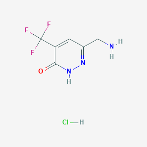 molecular formula C6H7ClF3N3O B2701077 3-(氨基甲基)-5-(三氟甲基)-1H-吡啶并[2,3-d]嘧啶-6-酮；盐酸盐 CAS No. 2445784-55-2