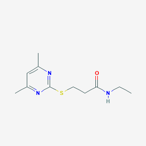 molecular formula C11H17N3OS B270108 3-[(4,6-dimethyl-2-pyrimidinyl)sulfanyl]-N-ethylpropanamide 