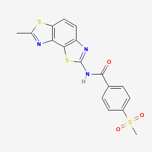 molecular formula C17H13N3O3S3 B2701082 N-(7-methylbenzo[1,2-d:3,4-d']bis(thiazole)-2-yl)-4-(methylsulfonyl)benzamide CAS No. 896343-66-1