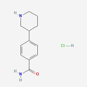 molecular formula C12H17ClN2O B2701084 4-(piperidin-3-yl)benzamide HCl CAS No. 1337644-09-3