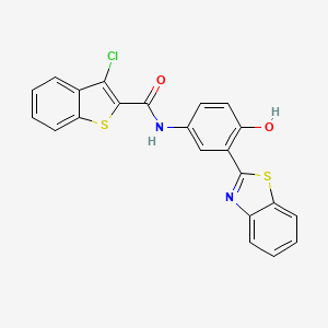 molecular formula C22H13ClN2O2S2 B2701092 N-[3-(1,3-benzothiazol-2-yl)-4-hydroxyphenyl]-3-chloro-1-benzothiophene-2-carboxamide CAS No. 379709-21-4