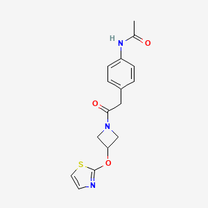 molecular formula C16H17N3O3S B2701100 N-(4-(2-oxo-2-(3-(thiazol-2-yloxy)azetidin-1-yl)ethyl)phenyl)acetamide CAS No. 1797893-08-3