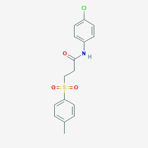 molecular formula C16H16ClNO3S B270112 N-(4-chlorophenyl)-3-[(4-methylphenyl)sulfonyl]propanamide 