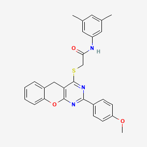 molecular formula C28H25N3O3S B2701125 N-(3,5-dimethylphenyl)-2-((2-(4-methoxyphenyl)-5H-chromeno[2,3-d]pyrimidin-4-yl)thio)acetamide CAS No. 872196-76-4