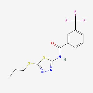 molecular formula C13H12F3N3OS2 B2701134 N-(5-propylsulfanyl-1,3,4-thiadiazol-2-yl)-3-(trifluoromethyl)benzamide CAS No. 393567-47-0