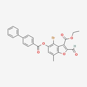 molecular formula C26H19BrO6 B2701138 Ethyl 4-bromo-2-formyl-7-methyl-5-(4-phenylbenzoyl)oxy-1-benzofuran-3-carboxylate CAS No. 324538-91-2