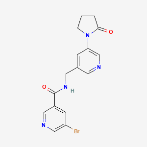 molecular formula C16H15BrN4O2 B2701144 5-bromo-N-((5-(2-oxopyrrolidin-1-yl)pyridin-3-yl)methyl)nicotinamide CAS No. 2034299-27-7