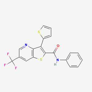 molecular formula C19H11F3N2OS2 B2701145 N-phenyl-3-(2-thienyl)-6-(trifluoromethyl)thieno[3,2-b]pyridine-2-carboxamide CAS No. 477845-15-1