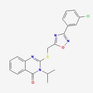 molecular formula C20H17ClN4O2S B2701148 2-(((3-(3-chlorophenyl)-1,2,4-oxadiazol-5-yl)methyl)thio)-3-isopropylquinazolin-4(3H)-one CAS No. 919958-83-1