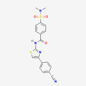 molecular formula C19H16N4O3S2 B2701154 N-[4-(4-cyanophenyl)-1,3-thiazol-2-yl]-4-(dimethylsulfamoyl)benzamide CAS No. 313529-35-0