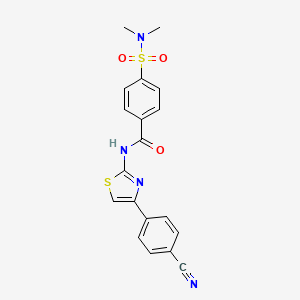 molecular formula C19H16N4O3S2 B2701154 N-[4-(4-氰基苯基)-1,3-噻唑-2-基]-4-(二甲基磺酰)苯甲酰胺 CAS No. 313529-35-0