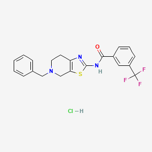 molecular formula C21H19ClF3N3OS B2701159 N-(5-benzyl-4,5,6,7-tetrahydrothiazolo[5,4-c]pyridin-2-yl)-3-(trifluoromethyl)benzamide hydrochloride CAS No. 1190012-86-2