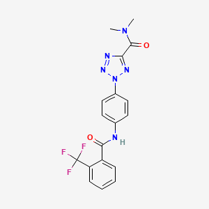 molecular formula C18H15F3N6O2 B2701160 N,N-二甲基-2-(4-(2-(三氟甲基)苯甲酰氨基)苯基)-2H-噻唑-5-羧酰胺 CAS No. 1396800-31-9