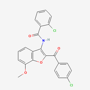 2-chloro-N-(2-(4-chlorobenzoyl)-7-methoxybenzofuran-3-yl)benzamide