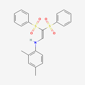 molecular formula C22H21NO4S2 B2701169 N-[2,2-bis(benzenesulfonyl)ethenyl]-2,4-dimethylaniline CAS No. 701220-98-6
