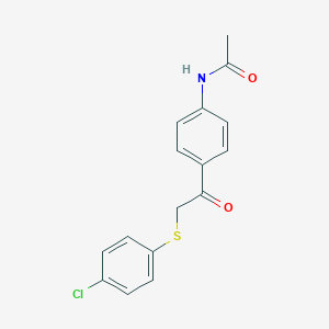 molecular formula C16H14ClNO2S B270117 N-(4-{2-[(4-chlorophenyl)sulfanyl]acetyl}phenyl)acetamide 