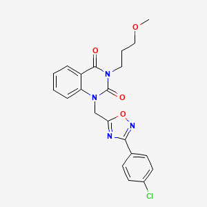 molecular formula C21H19ClN4O4 B2701170 1-((3-(4-chlorophenyl)-1,2,4-oxadiazol-5-yl)methyl)-3-(3-methoxypropyl)quinazoline-2,4(1H,3H)-dione CAS No. 1105210-74-9