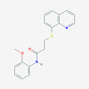 molecular formula C19H18N2O2S B270118 N-(2-methoxyphenyl)-3-(quinolin-8-ylsulfanyl)propanamide 