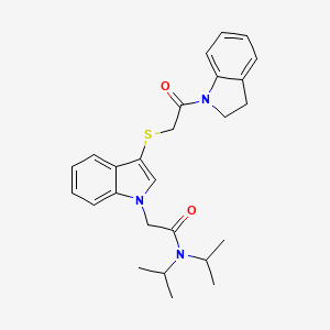 2-(3-((2-(indolin-1-yl)-2-oxoethyl)thio)-1H-indol-1-yl)-N,N-diisopropylacetamide