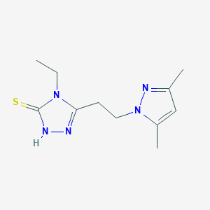 molecular formula C11H17N5S B2701192 3-[2-(3,5-dimethyl-1H-pyrazol-1-yl)ethyl]-4-ethyl-4,5-dihydro-1H-1,2,4-triazole-5-thione CAS No. 2380061-36-7