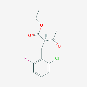 molecular formula C13H14ClFO3 B2701194 乙酸2-(2-氯-6-氟苄基)-3-酮丁酸甲酯 CAS No. 477856-17-0