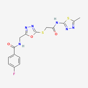 4-fluoro-N-((5-((2-((5-methyl-1,3,4-thiadiazol-2-yl)amino)-2-oxoethyl)thio)-1,3,4-oxadiazol-2-yl)methyl)benzamide