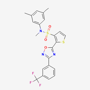 molecular formula C22H18F3N3O3S2 B2701202 N-(3,5-dimethylphenyl)-N-methyl-2-{3-[3-(trifluoromethyl)phenyl]-1,2,4-oxadiazol-5-yl}thiophene-3-sulfonamide CAS No. 1291862-05-9