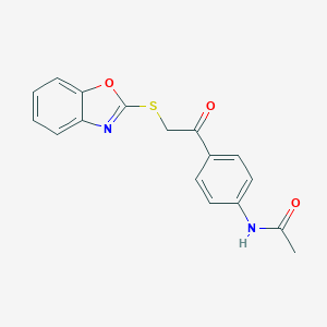 molecular formula C17H14N2O3S B270122 N-{4-[2-(1,3-benzoxazol-2-ylsulfanyl)acetyl]phenyl}acetamide 
