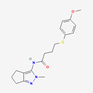 4-((4-methoxyphenyl)thio)-N-(2-methyl-2,4,5,6-tetrahydrocyclopenta[c]pyrazol-3-yl)butanamide