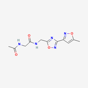 molecular formula C11H13N5O4 B2701275 2-acetamido-N-((3-(5-methylisoxazol-3-yl)-1,2,4-oxadiazol-5-yl)methyl)acetamide CAS No. 1903885-04-0