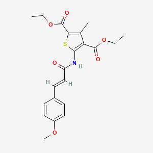 molecular formula C21H23NO6S B2701276 (E)-diethyl 5-(3-(4-methoxyphenyl)acrylamido)-3-methylthiophene-2,4-dicarboxylate CAS No. 301305-66-8