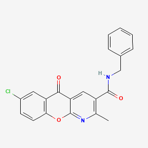 molecular formula C21H15ClN2O3 B2701280 N-benzyl-7-chloro-2-methyl-5-oxo-5H-chromeno[2,3-b]pyridine-3-carboxamide CAS No. 338778-91-9