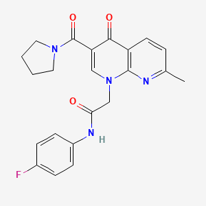 N-(4-fluorophenyl)-2-(7-methyl-4-oxo-3-(pyrrolidine-1-carbonyl)-1,8-naphthyridin-1(4H)-yl)acetamide