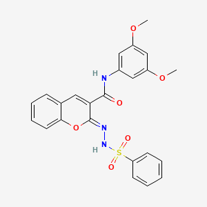 molecular formula C24H21N3O6S B2701288 (2Z)-N-(3,5-dimethoxyphenyl)-2-[(phenylsulfonyl)hydrazono]-2H-chromene-3-carboxamide CAS No. 902298-26-4