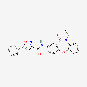 molecular formula C25H19N3O4 B2701295 N-(10-ethyl-11-oxo-10,11-dihydrodibenzo[b,f][1,4]oxazepin-2-yl)-5-phenylisoxazole-3-carboxamide CAS No. 1207037-46-4