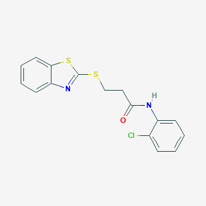 molecular formula C16H13ClN2OS2 B270130 3-(1,3-benzothiazol-2-ylsulfanyl)-N-(2-chlorophenyl)propanamide 