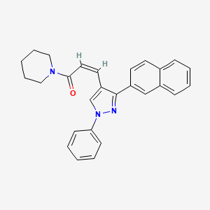 (Z)-3-(3-(naphthalen-2-yl)-1-phenyl-1H-pyrazol-4-yl)-1-(piperidin-1-yl)prop-2-en-1-one