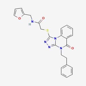 molecular formula C24H21N5O3S B2701329 N-(furan-2-ylmethyl)-2-((5-oxo-4-phenethyl-4,5-dihydro-[1,2,4]triazolo[4,3-a]quinazolin-1-yl)thio)acetamide CAS No. 1114613-95-4