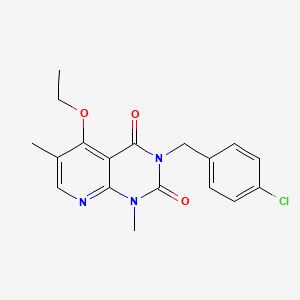 molecular formula C18H18ClN3O3 B2701333 3-(4-Chlorobenzyl)-5-ethoxy-1,6-dimethyl-pyrido[2,3-d]pyrimidine-2,4-quinone CAS No. 941898-32-4