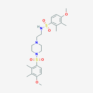 molecular formula C24H35N3O6S2 B2701339 4-methoxy-N-{2-[4-(4-methoxy-2,3-dimethylbenzenesulfonyl)piperazin-1-yl]ethyl}-2,3-dimethylbenzene-1-sulfonamide CAS No. 868143-26-4