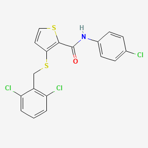 molecular formula C18H12Cl3NOS2 B2701344 N-(4-chlorophenyl)-3-[(2,6-dichlorobenzyl)sulfanyl]-2-thiophenecarboxamide CAS No. 251096-91-0