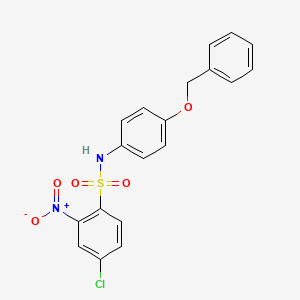 molecular formula C19H15ClN2O5S B2701348 ((4-Chloro-2-nitrophenyl)sulfonyl)(4-(phenylmethoxy)phenyl)amine CAS No. 1022052-34-1