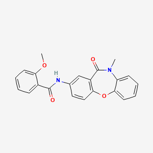 molecular formula C22H18N2O4 B2701352 2-甲氧基-N-(10-甲基-11-氧代-10,11-二氢二苯并[b,f][1,4]噁唑-2-基)苯甲酰胺 CAS No. 921889-67-0