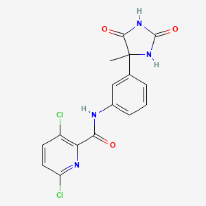 molecular formula C16H12Cl2N4O3 B2701353 3,6-dichloro-N-[3-(4-methyl-2,5-dioxoimidazolidin-4-yl)phenyl]pyridine-2-carboxamide CAS No. 1208964-64-0
